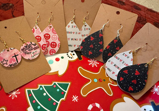 Black with Red Heart Earrings